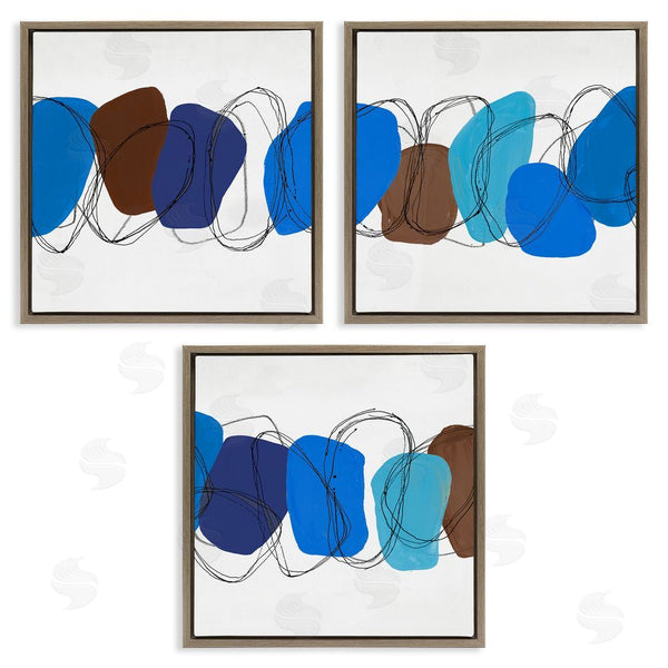 Stupell Industries Ruth Fromstein | Modern Oblong Blue Shapes Geometric Wall Art