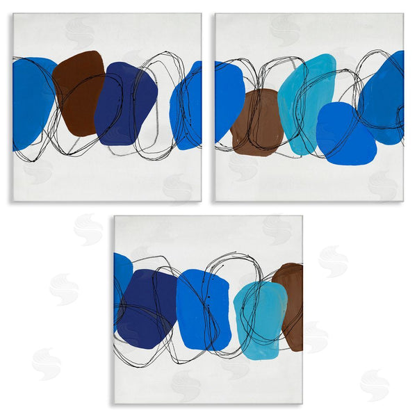 stupell industries Ruth Fromstein | Modern Oblong Blue Shapes Geometric Wall Art
