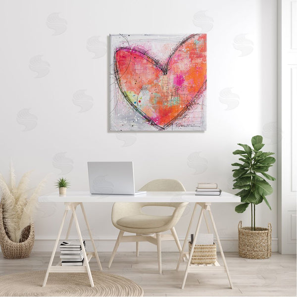Stupell Industries Ruth Fromstein | Red Paint Splatter Heart Black Hatching Design Wall Art