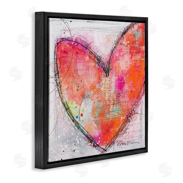 Stupell Industries Ruth Fromstein | Red Paint Splatter Heart Black Hatching Design Wall Art
