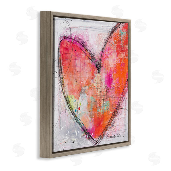 Stupell Industries Ruth Fromstein | Red Paint Splatter Heart Black Hatching Design Wall Art