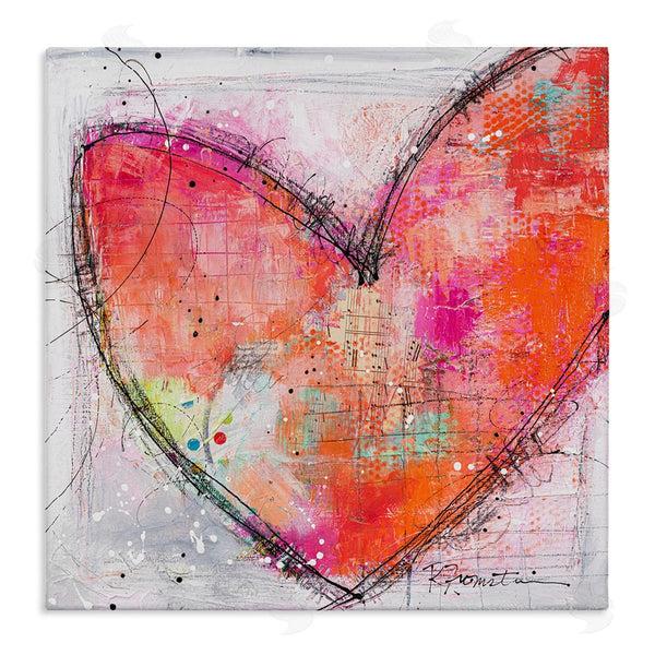 stupell industries Ruth Fromstein | Red Paint Splatter Heart Black Hatching Design Wall Art