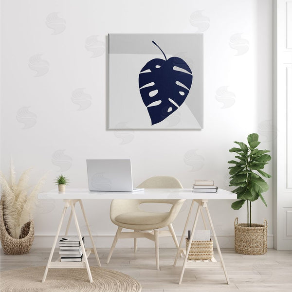 Stupell Industries Ruth Fromstein | Tropical Monstera Blue Silhouette Sharp Grey Angles Wall Art