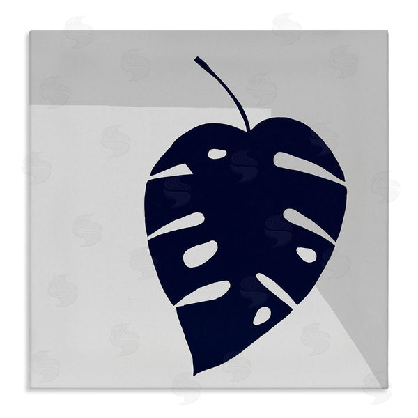 stupell industries Ruth Fromstein | Tropical Monstera Blue Silhouette Sharp Grey Angles Wall Art