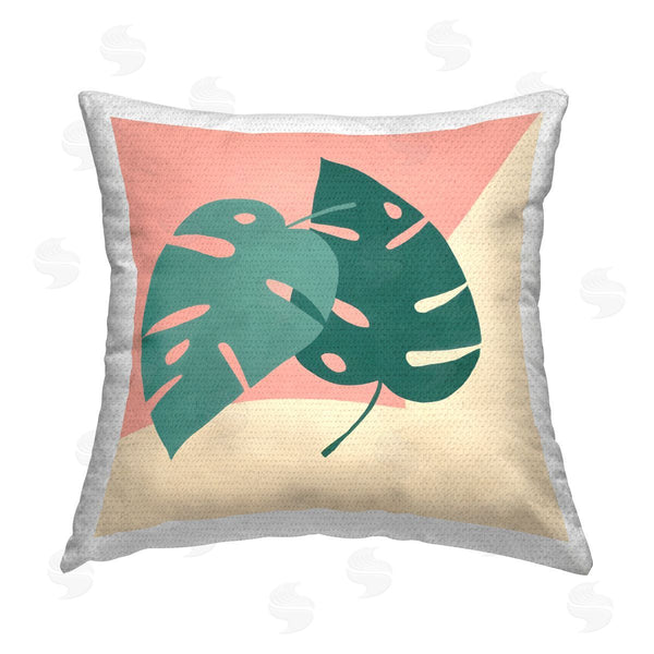 Stupell Industries Ruth Fromstein | Tropical Monstera Leaves Printed Throw Pillow