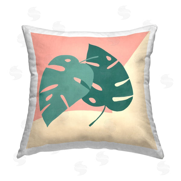 stupell industries Ruth Fromstein | Tropical Monstera Leaves Printed Throw Pillow