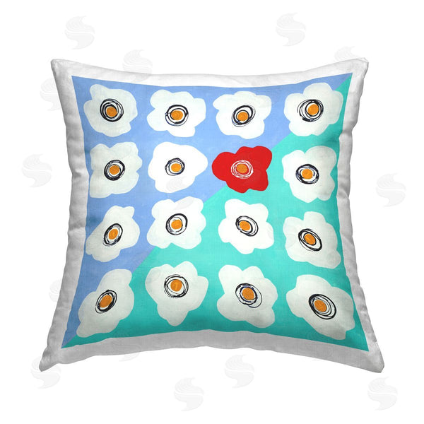 stupell industries Ruth Fromstein | Turquoise & Red Abstract Flowers Printed Throw Pillow