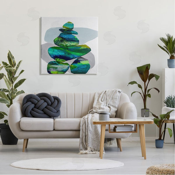 Stupell Industries Ruth Fromstein | Vivid Aqua Zen Balancing Rocks Wall Art