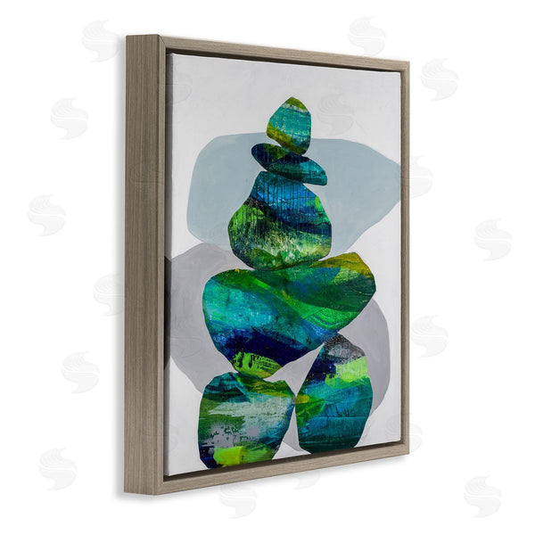 Stupell Industries Ruth Fromstein | Vivid Aqua Zen Balancing Rocks Wall Art