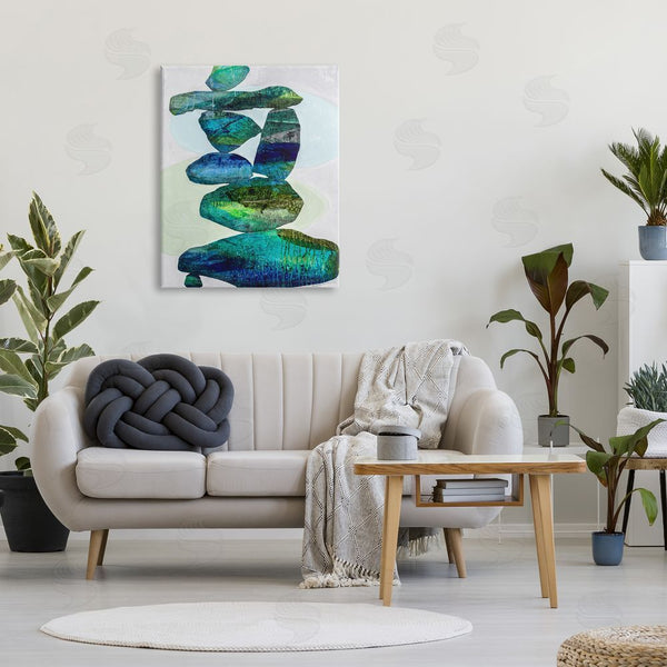 Stupell Industries Ruth Fromstein | Vivid Teal Stacked Zen Rocks Wall Art