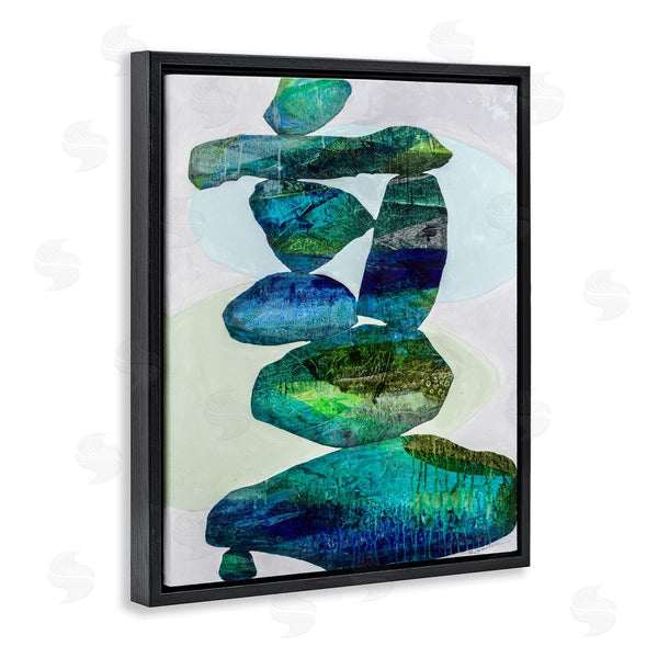 Stupell Industries Ruth Fromstein | Vivid Teal Stacked Zen Rocks Wall Art