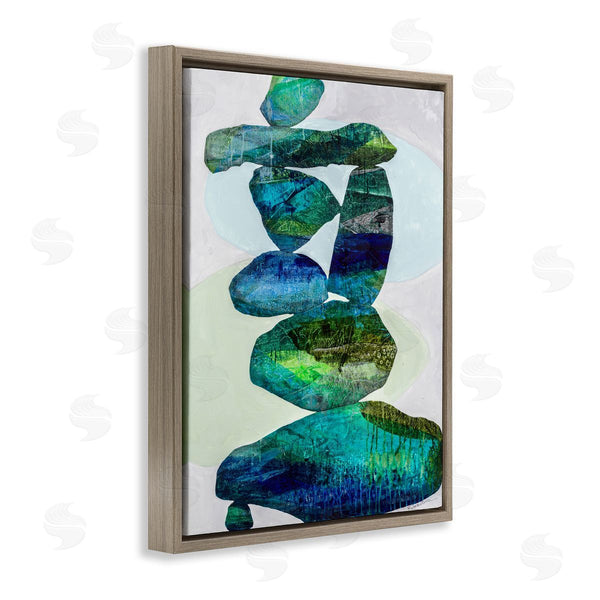 Stupell Industries Ruth Fromstein | Vivid Teal Stacked Zen Rocks Wall Art