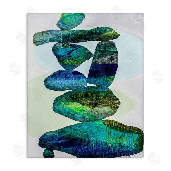 stupell industries Ruth Fromstein | Vivid Teal Stacked Zen Rocks Wall Art