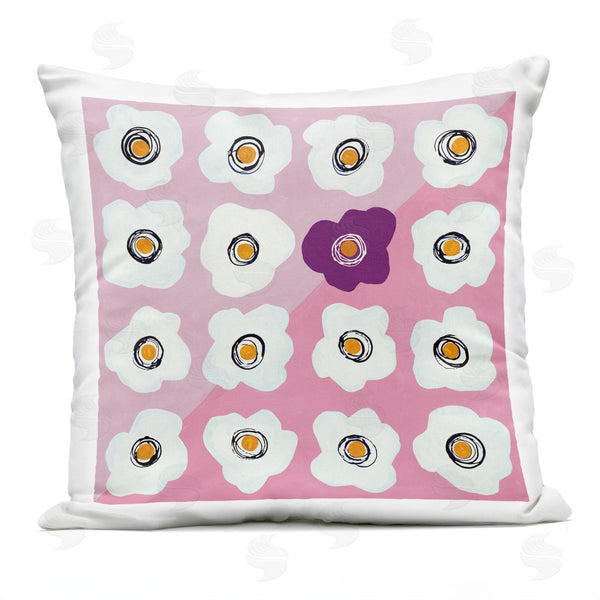 Stupell Industries Ruth Fromstein | White Flower Collage Purple Pop Over Triangles Printed Throw Pillow