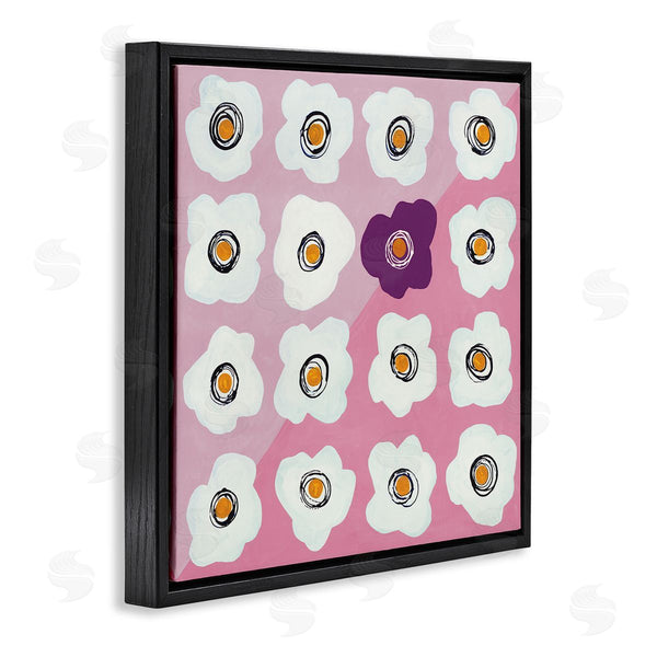 Stupell Industries Ruth Fromstein | White Flower Collage Purple Pop Over Triangles Wall Art