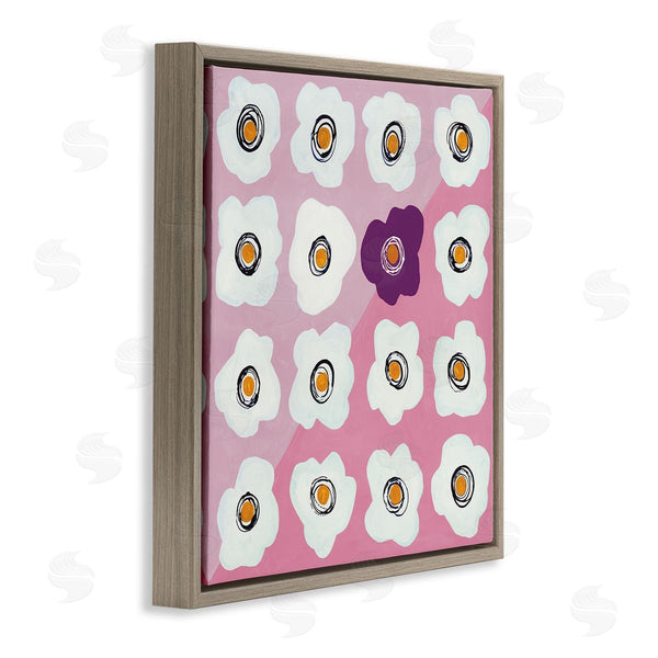 Stupell Industries Ruth Fromstein | White Flower Collage Purple Pop Over Triangles Wall Art