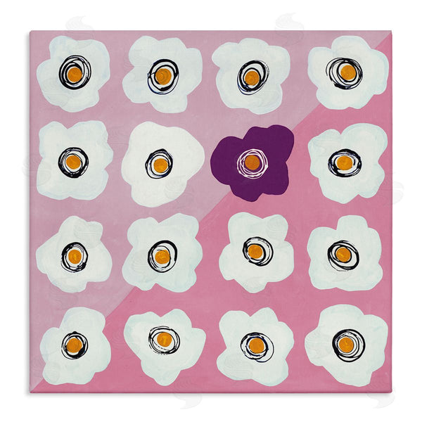 stupell industries Ruth Fromstein | White Flower Collage Purple Pop over Triangles Wall Art
