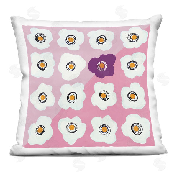 stupell industries Ruth Fromstein | White Flower Collage Purple Pop over Triangles Printed Throw Pillow