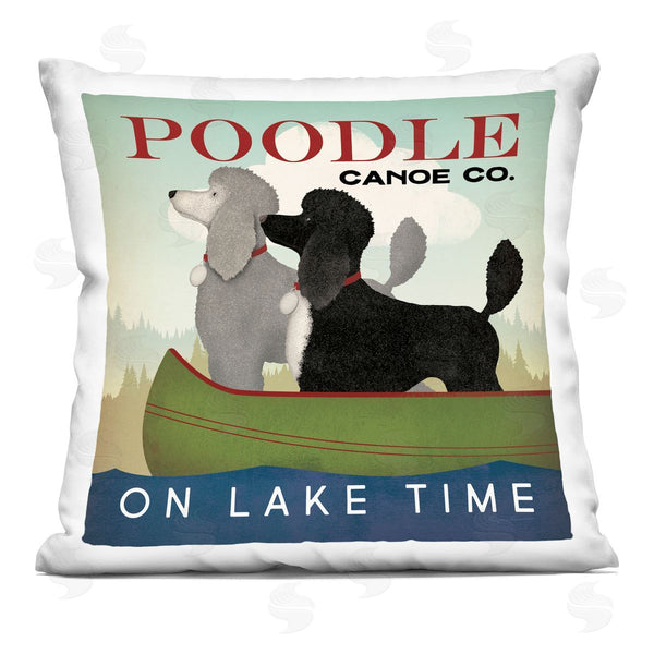 stupell industries Ryan Fowler | Boating Poodle Dogs On Lake Canoe Landscape Printed Throw Pillow