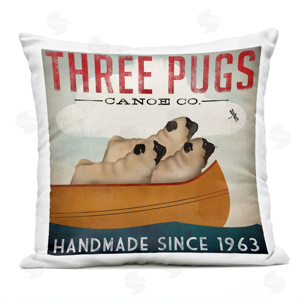 Stupell Industries Ryan Fowler | Vintage Canoe Company Boating Pug Dogs Printed Throw Pillow
