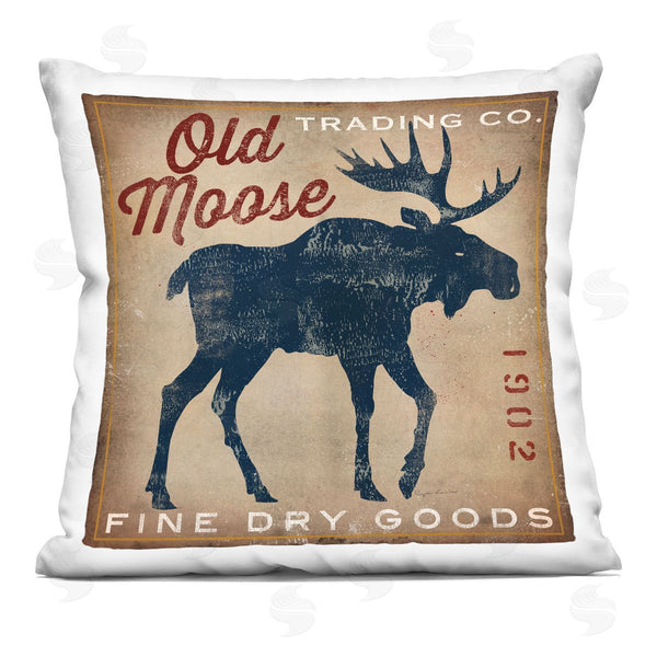 stupell industries Ryan Fowler | Vintage Dry Goods Rustic Moose Silhouette Wildlife Printed Throw Pillow
