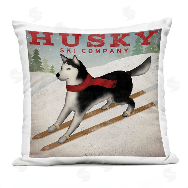 Stupell Industries Ryan Fowler | Vintage Ski Company Husky Dog Snowy Slopes Printed Throw Pillow