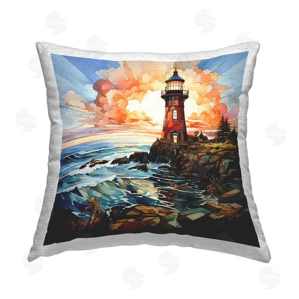 Stupell Industries Ryley Gray | Abstract Lighthouse On Cliff Printed Throw Pillow