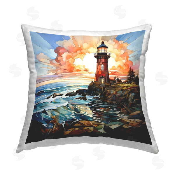 stupell industries Ryley Gray | Abstract Lighthouse on Cliff Printed Throw Pillow