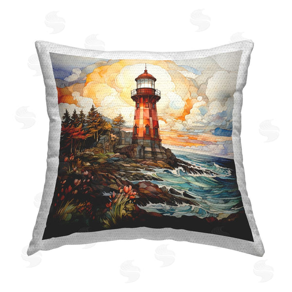 Stupell Industries Ryley Gray | Abstract Patterned Lighthouse Printed Throw Pillow