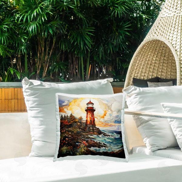 Stupell Industries Ryley Gray | Abstract Patterned Lighthouse Printed Throw Pillow