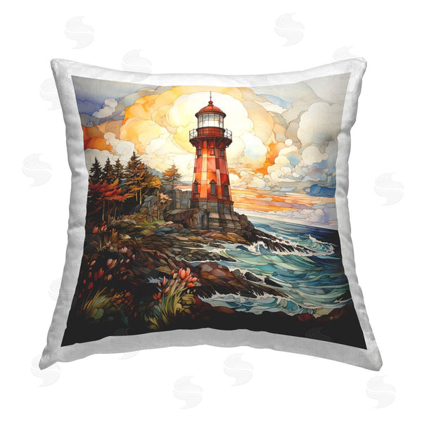 stupell industries Ryley Gray | Abstract Patterned Lighthouse Printed Throw Pillow