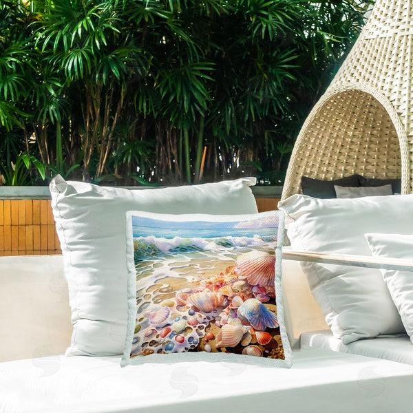 Stupell Industries Ryley Gray | Beach Foam & Seashells Printed Throw Pillow