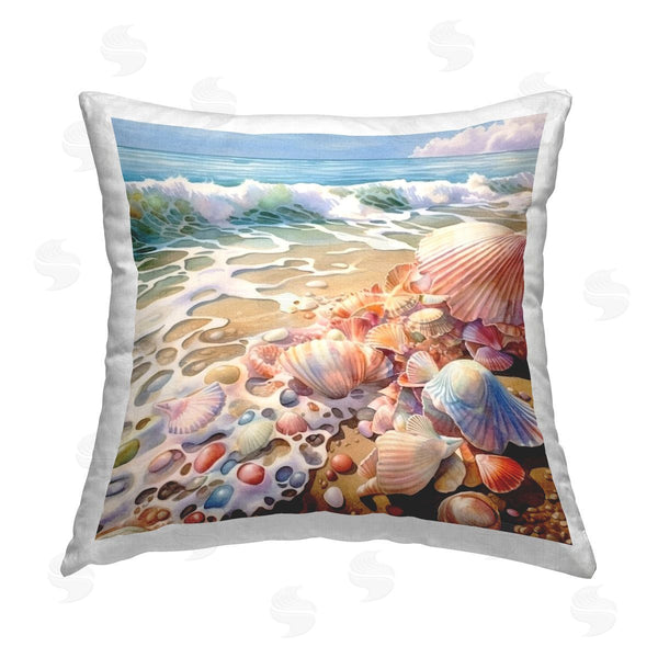 stupell industries Ryley Gray | Beach Foam & Seashells Printed Throw Pillow
