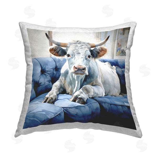 Stupell Industries Ryley Gray | Cow On Farmhouse Couch Printed Throw Pillow