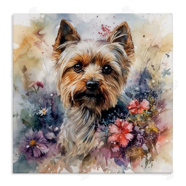 stupell industries Ryley Gray | Floral Adorned Yorkie Wall Art