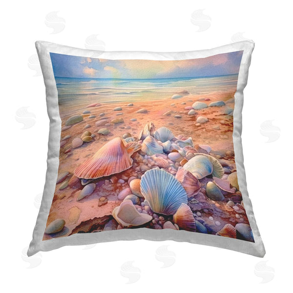 stupell industries Ryley Gray | Shells on Beach Shore Printed Throw Pillow