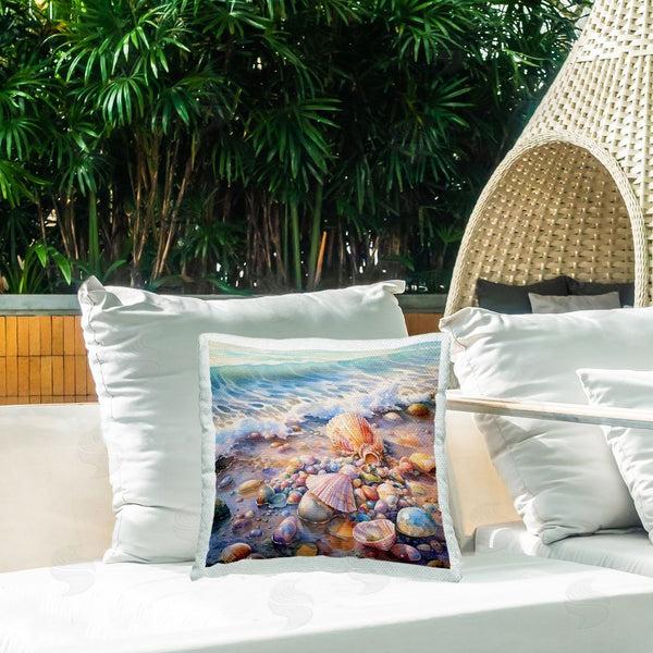 Stupell Industries Ryley Gray | Shells With Beach Waves Printed Throw Pillow