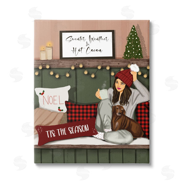 stupell industries Saba Rauf | Cozy Girl with Christmas Phrases Wall Art