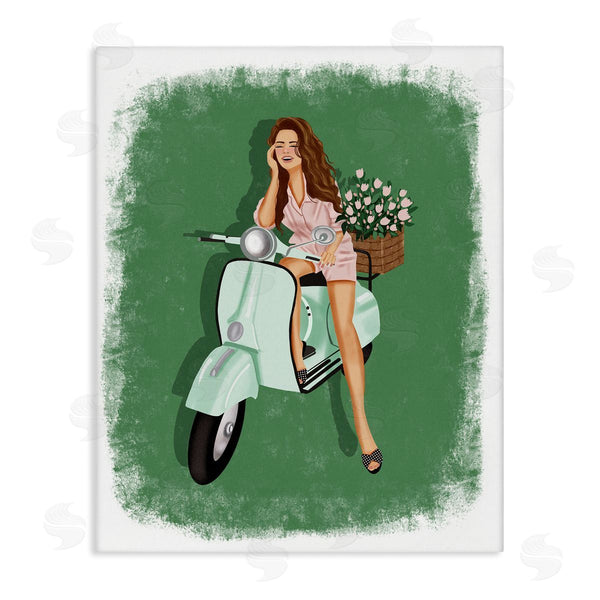 stupell industries Saba Rauf | Laughing Girl on Scooter Wall Art