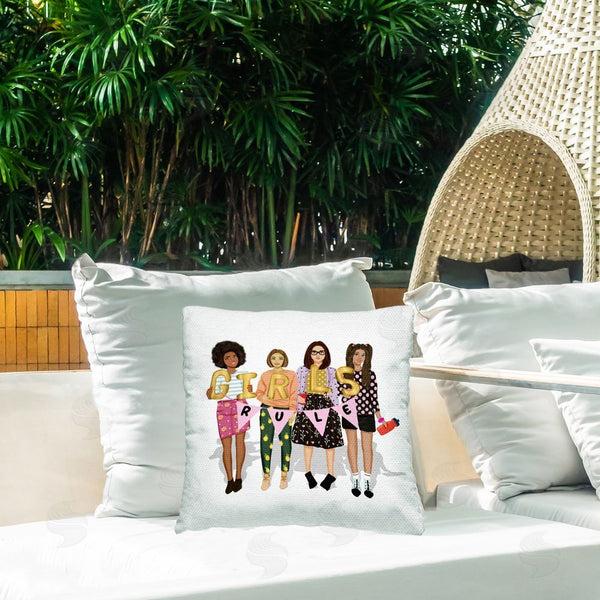 Stupell Industries Saba Rauf | Uplifting Girls Rule Printed Throw Pillow