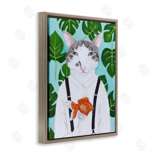 Stupell Industries Sally B | Cat Goldfish Dinner Funny