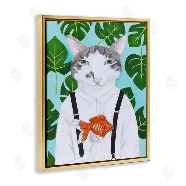 Stupell Industries Sally B | Cat Goldfish Dinner Funny