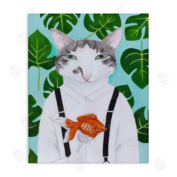 stupell industries Sally B | Cat Goldfish Dinner Funny