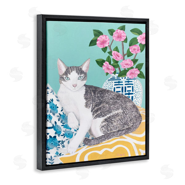 Stupell Industries Sally B | Cat With Cushion And Vase
