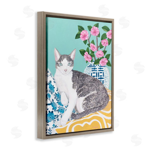 Stupell Industries Sally B | Cat With Cushion And Vase