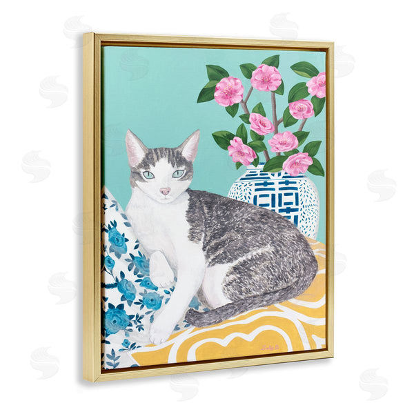 Stupell Industries Sally B | Cat With Cushion And Vase