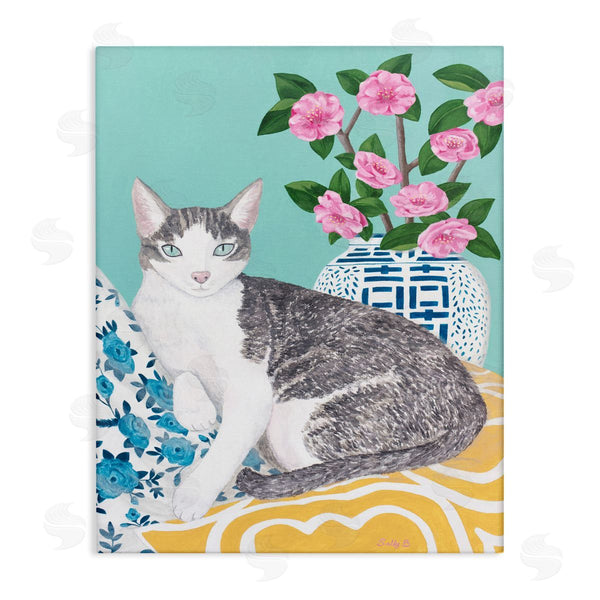 stupell industries Sally B | Cat With Cushion And Vase