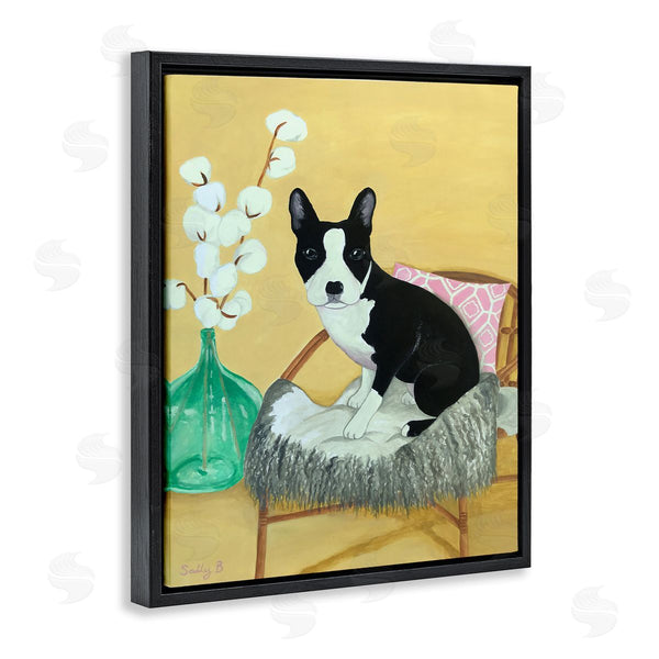 Stupell Industries Sally B | Dog On Chair Yellow Green