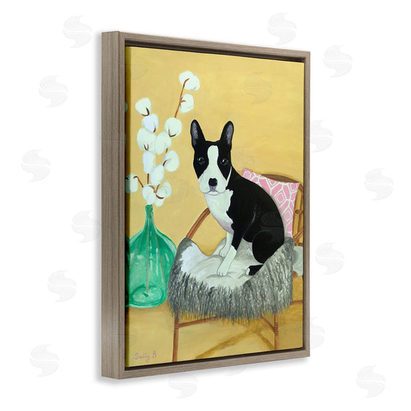 Stupell Industries Sally B | Dog On Chair Yellow Green