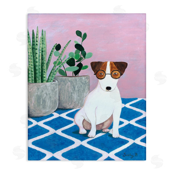 stupell industries Sally B | Dog With Plants Painting